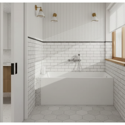 Freestanding Alcove Acrylic Bath Tub 3 Side Skirt 1500mm - Left Hand Drain